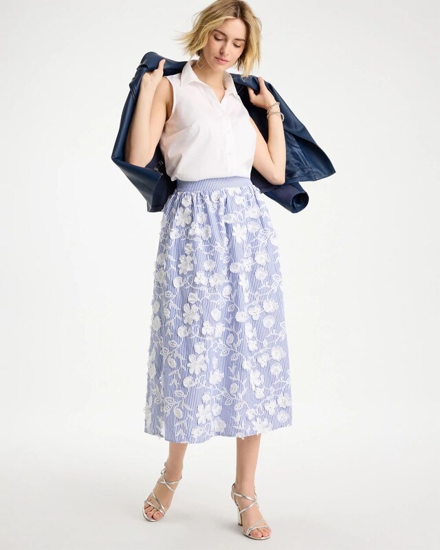 Cotton Embroidered Floral Skirt - image 2